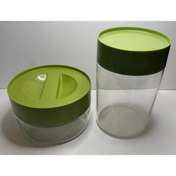 2 Vintage Pyrex Stack & See Storage Containers Avocado Green 1970's - Picture 3 of 9